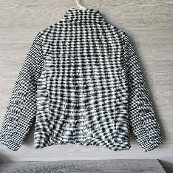 Vince Camuto Puffer Jacket Women Medium Zip Up Houndstooth Print Black White NWT - Picture 9 of 16